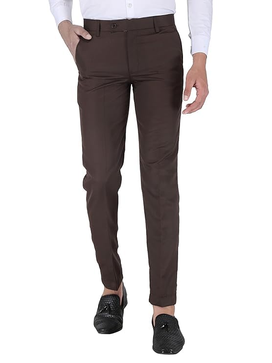 Image of ABLESTAR Men's Polycotton Slim Fit Formal Trouser - Spendex Cotton Casual Pant for Men - Breathable, Lightweight, Adjustable Formal Trouser for Men - Pack of 3