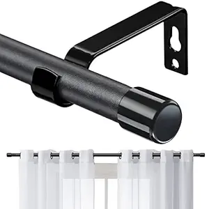 Curtain Rods for Windows 30 to 78 Inch, 5/8 Inch Matte Black Curtain Rod Set with Brackets Stainless Steel Small Drapery Curtain Rods(2.5-6.5Feet)