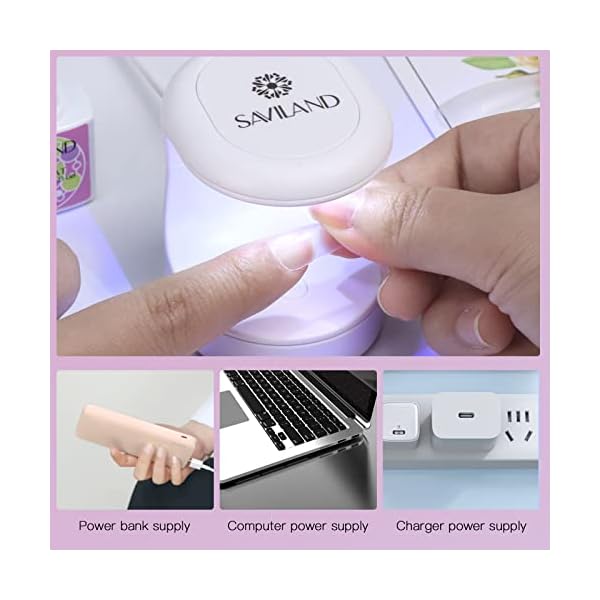 Saviland Mini U V Lampe Für Nägel – 16W U V/LED Nagellampe Nageltrockner U V Lampe Nägel für Gel Nagellack, Poly-Builder… – Bild 5