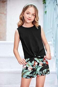 Arshiner Ensemble Débardeur Et Shorts Fille 2 Pièces Été - Tenue Décontractée Légère Et Confortable 5-13 Ans