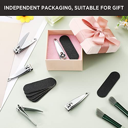 120 Pcs Nail Clippers And Nail File Set Bulk Stainless Steel Nail Cutter Thick Finger Toe Nail Clipper Mini Wood Emery Board Double Sided Nail File Polish Buffers For Manicure Pedicure Beauty Salon #TOP6