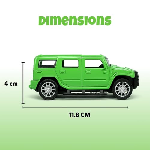Image of Amisha Gift Gallery Hummer SUV Diecast Metal Car Toy for Kids, Green | Scale Racing Model, Pull Back Action, Opening Doors, For Kids Boys and Girls