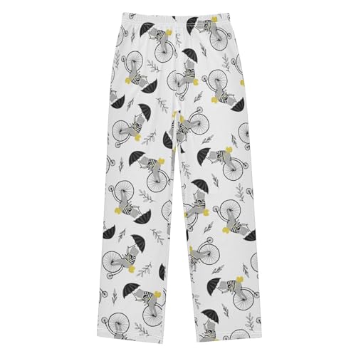 ZZXXB Bear Riding Bike Boys Long Pants Soft Trousers Elastic Waist Kids Lounge Bottoms with Pockets S-XL