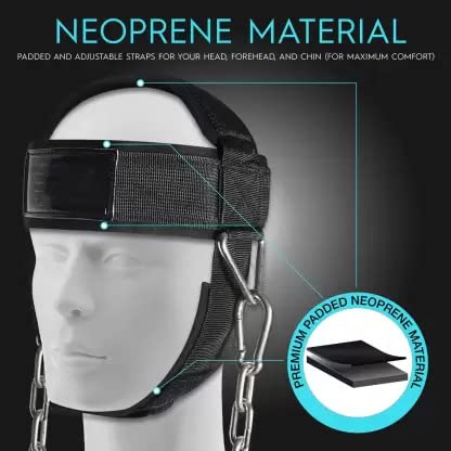 Leosportz Neck Harness for Weight Training - Head Harness Resistance and Heavy Weight Training | Neck Harness with Heavy Chain Gym Exerciser Accessory | Neck Strengthener (Black)