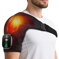 Kabellose Beheizte Schultermassageauflage, Schulterbandage Mit 3-Stufiger Wärme- Und Vibrationsfunktion, Touchscreen-Steuerung & 5000mah-Akku, Für Linke/Rechte Schulter Bei Männern Frauen (Schwarz)