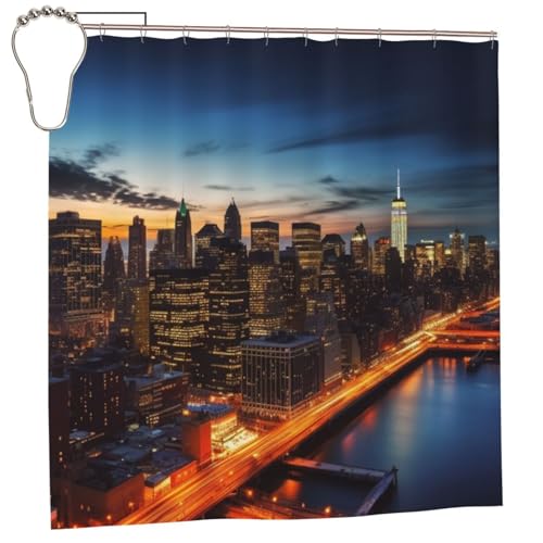 LHBWCVN NYC Scenery Shower Curtain 72x72 Waterproof Fabric