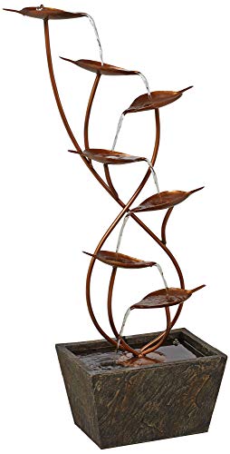 Ashton Curved Leaves Modern Outdoor Floor Water Fountain 41" High Cascading Decor For Garden Patio Backyard Deck Home Lawn Porch House Living Room Relaxation Exterior Balcony - John Timberland #TOP6