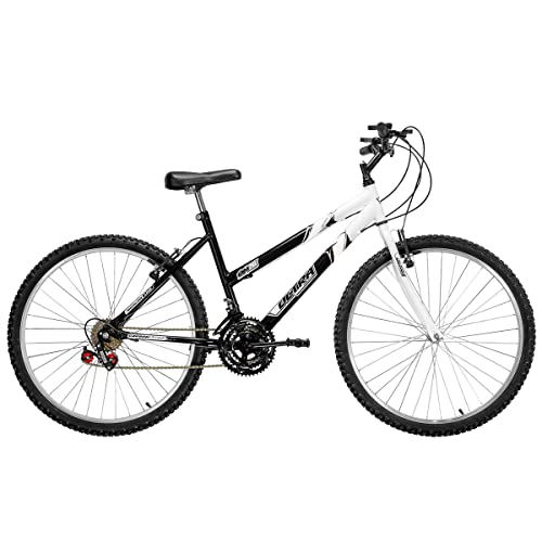 ULTRA BIKE Bicicleta de Passeio Bicolor Reforçada Aro 26,18 Marchas Preto/Branco