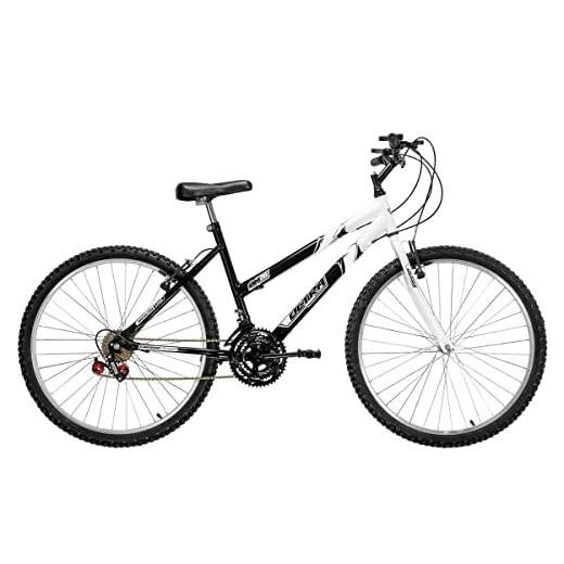 ULTRA BIKE Bicicleta de Passeio Bicolor Reforçada Aro 26,18 Marchas Preto/Branco