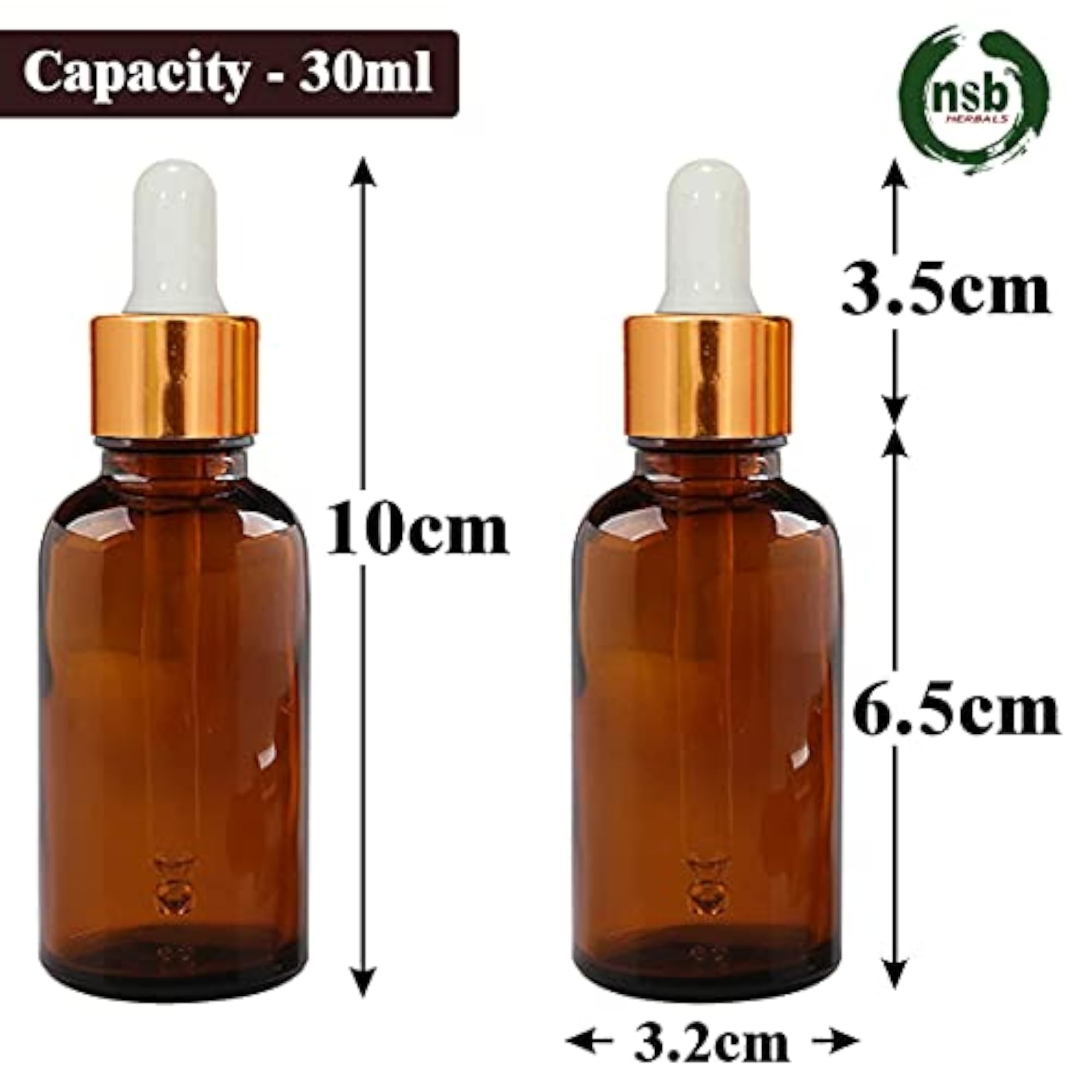30 ML Amber Round Empty Glass Bottle Set