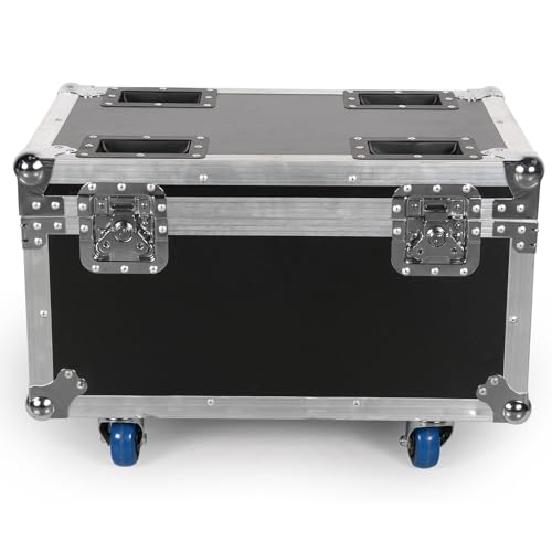 62,5 x 41 x 45,5 cm Flight case para 4 unidades de 200 W por LED, Transportcase con ruedas y asa de transporte retráctil para barra discoteca, fiesta, boda, Navidad, Halloween