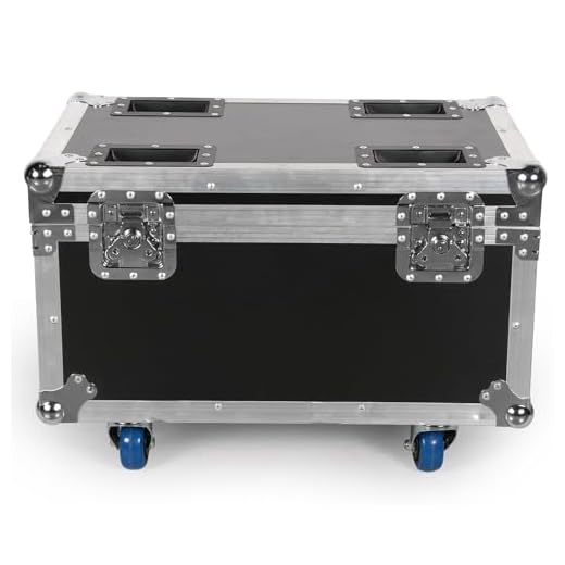 62,5 x 41 x 45,5 cm Flight case para 4 unidades de 200 W por LED, Transportcase con ruedas y asa de transporte retráctil para barra discoteca, fiesta, boda, Navidad, Halloween