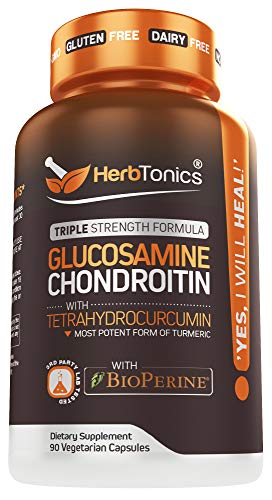 Glucosamine Chondroitin MSM Turmeric Curcumin Boswellia, Tetrahydrocurcumin - Joint Pain Relief Support Supplement Anti-Inflammatory for Men & Women 90 Vegan Capsules