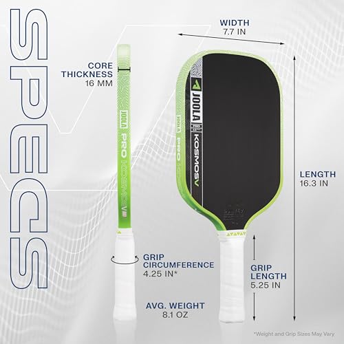 Image of JOOLA Pro V Pickleball Paddle - 14mm /16mm - Raw Carbon Fiber Textured Surface - Enhanced Frame & Propulsion Core, USAPA & UPA-A Certified, NFC Chip Enabled, Premium Control & Lightweight Performance
