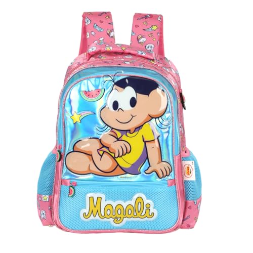 Mochila Infantil Turma Da Mônica Pink E Magali Azul Escolar Luxcel (Azul)