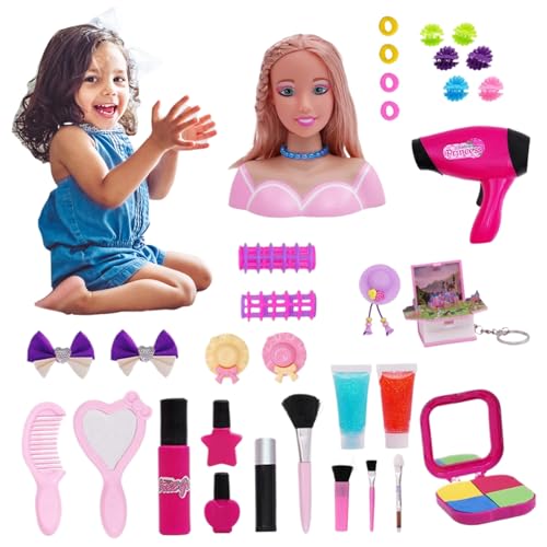 Muñeca con cabeza de peinado infantil juego de maquillaje de lujo 2