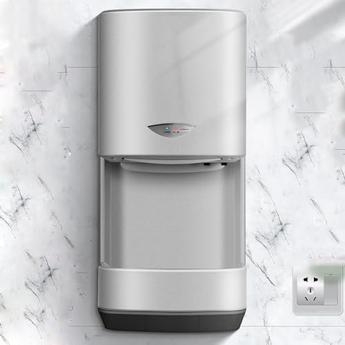 FfiMe Secador de Manos de Pared, Secador de Manos eléctrico automático de Alta Velocidad con Bandeja de Drenaje, Uso Comercial o doméstico, Secador de Manos eléctrico para baño