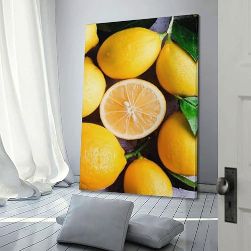 Art mural citrons jaunes de 60x90 cm à la finition artistique - 3