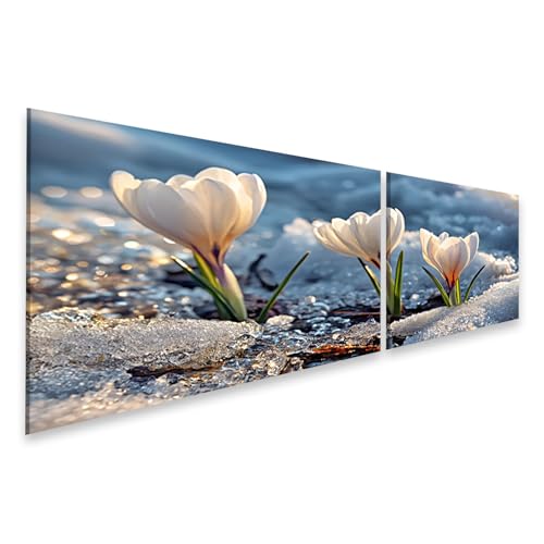 Tableau sur toile grand format salon fleurs crocus violet