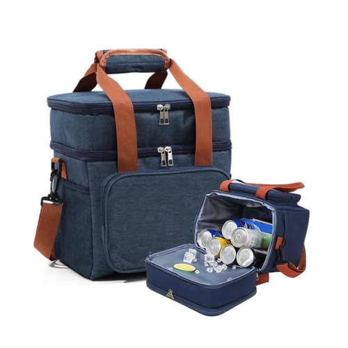 Bolsa Térmica Com Alça Transversal 2 Compartimentos Marmita Lancheira Trabalho Passeio - E-ShopCenter (Azul)