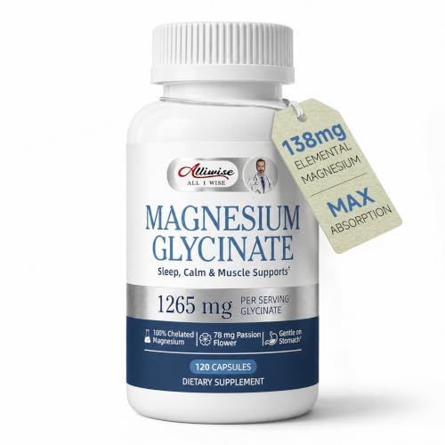 Magnesium Glycinate 1265mg, 100% Chelated Magnesium Capsules for Women/Men