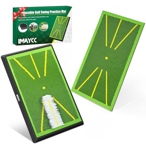 IMAYCC Golfmatte 2-Teilig Austauschbar – Übungsmatte mit Rutschfester Gummibasis für Schlagbahn-Analyse (Swing-Training) – Indoor & Outdoor Golfanfänger, Erwachsene & Kinder