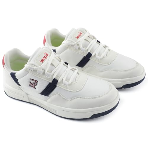 Image of Liberty Leap7x NEXTER-3E Men Sports Running Shoes - Black & White | Comfortable and Durable Lace-Up Closure - Suitable for Lacing Walking, Gym, Jogging and Outdoor Shoes for Man - Cushioned Footbed