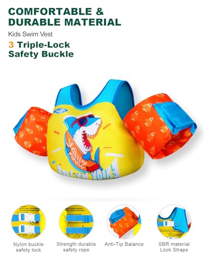 Image of AEOCOO Puddle Float Jumper for Swiming, Toddler Swim Vest for Water Play, Pool Floats with Swimming Arm Floaties Swim Jacket & Water Wings for Kids Swimmies, Boys, Girls, Ninos