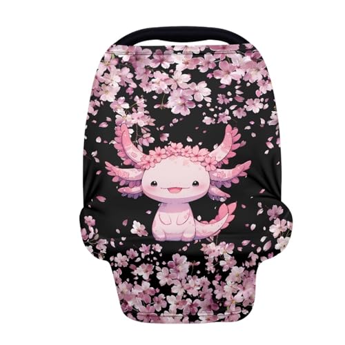 Image of Cherry Blossom Car Carseat Canopy for Puppy's Lover Multifunctional Daily Baby Nursing Cover Axolotl Breastfeeding Cover Privacy Protector