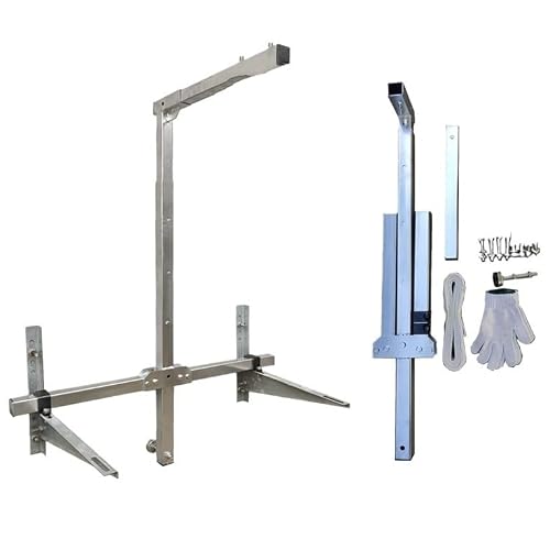 Mshgsku Only Folding Ordinary Bracket External Unit Hoisting Bracket With Winch Set, Side Swing Folding Lifting Small Crane For Air Conditioner Installation, Manual Hoist Mounting Tool