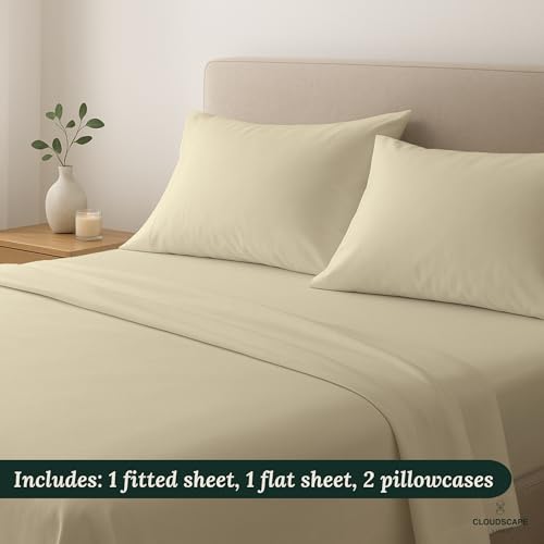 Cloud Scape Linen 100% Egyptian Cotton King Sheets Set – 1000 Thread Count, 4-Piece Soft Hotel Quality Bedding Set,Deep Pockets up to 16”, Linen