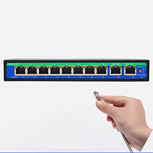 9 Port 8 PoE Injector 10/100mbps IEEE 802.3af/at Power Over Ethernet PoE Switch sin adaptador de corriente (Negro, Tamaño único) miniatura 3
