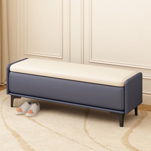 Banco de almacenamiento tapizado extra largo con gran espacio superior abatible para dormitorio, pasillo, sala de estar