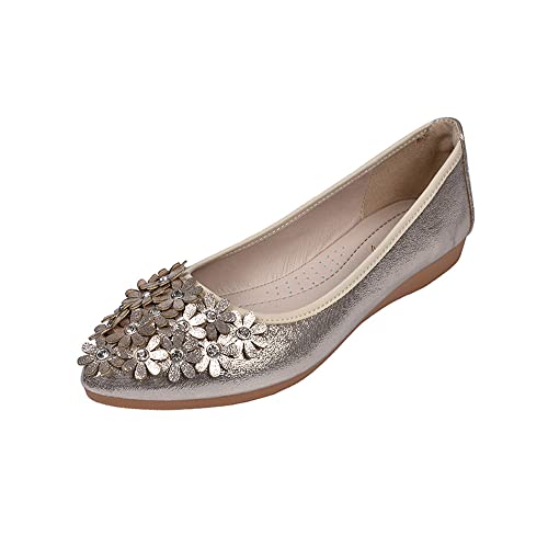 Women's Ballet Flats Foldable Casual Sparkly Rhinestone Wedding Ballerina Shoes Comfort Slip on Walking Flat Shoes