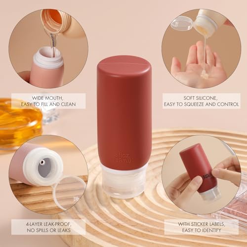 Muslish 21 Pack Travel Bottles for Toiletries, Leak-Proof TSA Compliant Silicone Travel Size Containers for Shampoo and Conditioner, BPA Free with Toiletry Bag (Cream) — view 2
