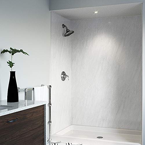 Mermaid Four Panel Shower Wall In 60" W X 36" D X 72" H In Trullo Marble #TOP1