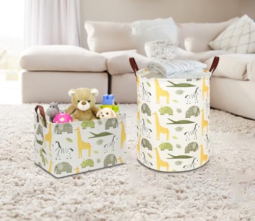 Image of NTAOHAMPER Kids Laundry Hamper, Green Laundry Basket, Baby Nursery Hamper, Waterproof Storage Bin, Clothes Organizer Basket, Room Decor(Green Animal)