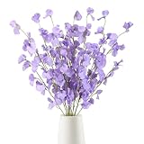 IPOPU 8PCS Long Stem Artificial Flowers 39' Purple Sweet Pea Flower Faux Silk Flowers with Stems for Tall Vase Wedding Party Home Decoration(Purple)