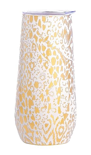 Lilly Pulitzer 10 oz Champagne Flute Tumbler, Pattern Play (Gold)