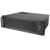 3U Rackmount Server Chassis, Black Industrial Computer Case, Featuring USB3.0+2.0 Ports, Supports for Multiple Fans, Multiple Hard Drive Installation, and ATX Power Supply Compatibility.