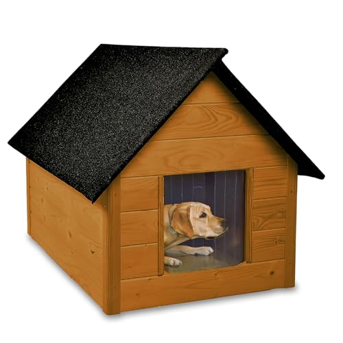 PawHut Holz Hundehütte 85,5x62x60cm Grau - Outdoor Hundehaus Mit Asphaltdach Und Fenster