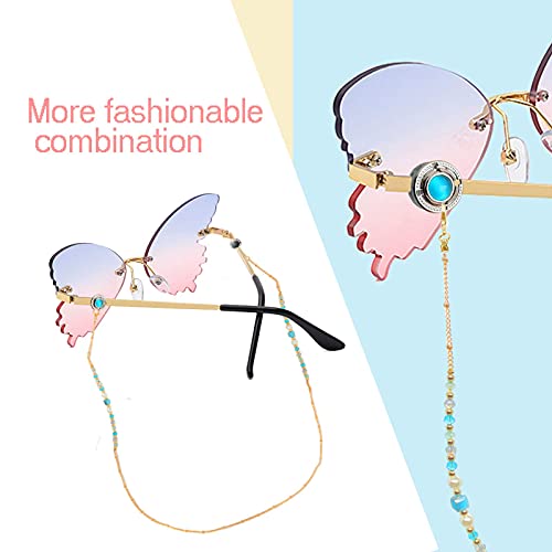 Eyeglass Holders Retainer Cord Premium Eye Glasses Light Blue String Chain Sunglasses Lanyard Eyewear Anti-Lost Strap Women's Fashion Glasses Decorative Necklace #TOP2