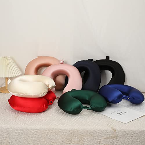 Roseward 100% Mulberry Silk Neck Pillow For Travel 22 Momme Real Silk Travel Pillow For Pain Relief Sleeping, Pure Organic Silk Airplane Pillow, Anti Wrinkle Travel Pillow Made In Usa (Navy) #TOP6