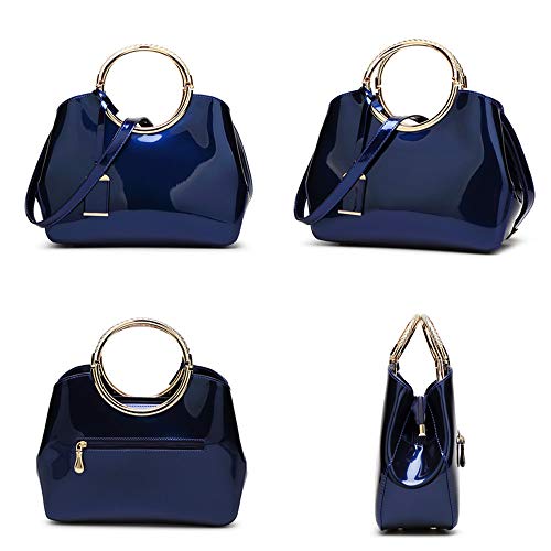 Bolso tote elegante de cuero charol para mujer miniatura 6