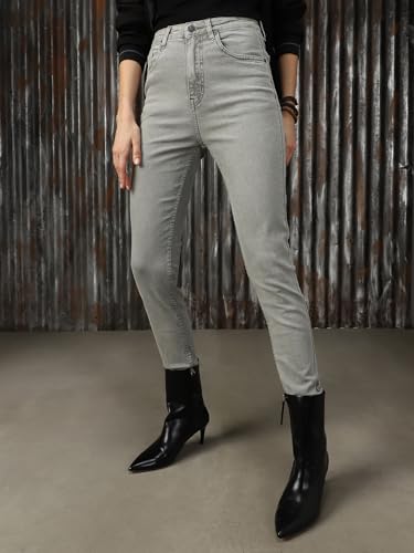 Image of High Star Women Cotton Washed Skinny Fit High-Rise Jeans