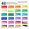 Shuttle Art 48 Colors Dual Tone Acrylic Paint Markers, 24 Pack Acrylic Paint Pens Set for Rock Painting, Ceramic, Wood, Canvas, Glass, Stone, Fabric, Card Making, DIY Crafts & Art Supplies #1