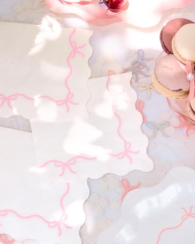 xo, Fetti Pink Bow Napkins - 3-ply, 25 pcs | Baby Shower Decorations, Spring Girl Birthday, Girls Just Wanna Be One, Tying the Knot Party Favors, Coquette Graduation, Bachelorette Decor