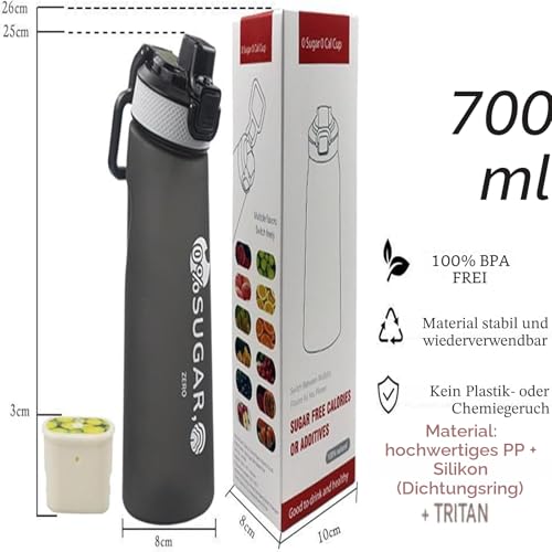 Foto von 700ml Sportflasche, 14 Aromakapseln, auslaufsicher, hitze-/kältebeständig