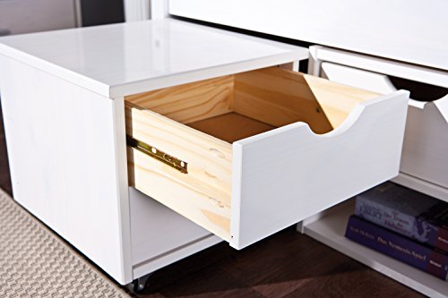 Inter Link - Einzelbett mit Schubladen – 90 x 200 cm – Kojenbett mit Stauraum – Praktisches Jungendbett – Kiefer massivholz – Weiß lackiert – Platzsparendes Jugendzimmer Einzelbett – Till 90 x 200cm