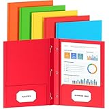 FUCDTEFC 2 Pocket Folders with Prongs, 5 Pack Paper Folders with Pockets and Prongs, File Folders with Fasteners, Heavy Duty Two Pocket 3 Prong Folders for Office School Letter Size, 5 Bright Color